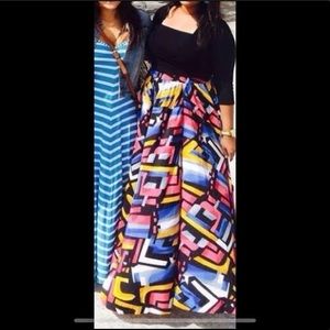 Colorful Geometric Maxi Skirt